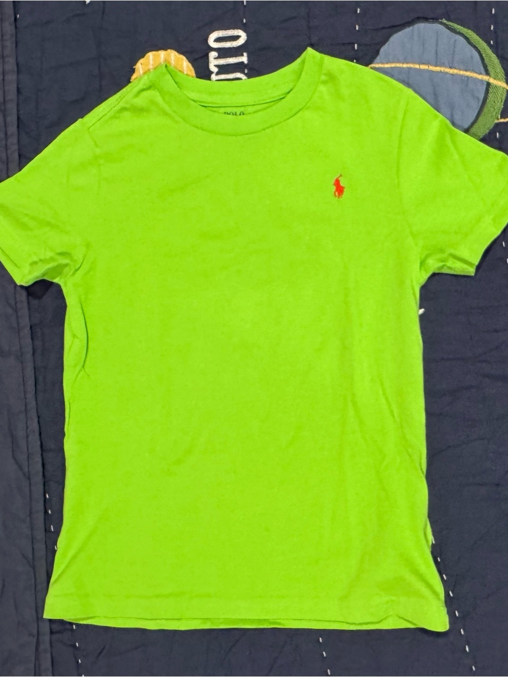 Ralph Lauren Neon Green Crewneck Tee with Red Pony